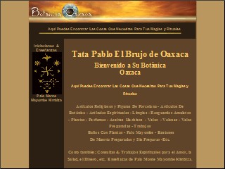 Web site www.botanicaoaxaca.com, Botanica Oaxaca