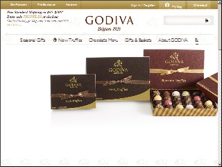 Web site www.godiva.com, Godiva Chocolatier