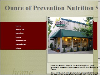 Web site www.ounceofprevention.com, Ounce of Prevention Nutrition Shoppe